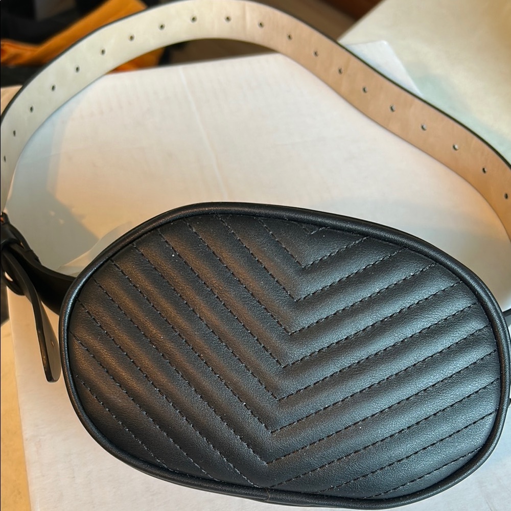 Black Quilted Belt Bag